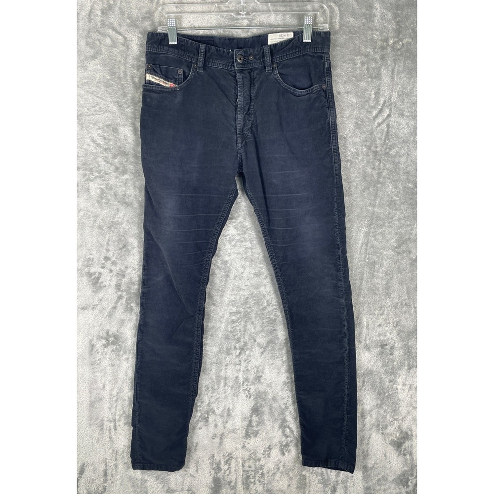 Diesel Tepphar-A Corduroy Jeans Mens W28 Navy Blue Excellent Slim-Carrot Stretch